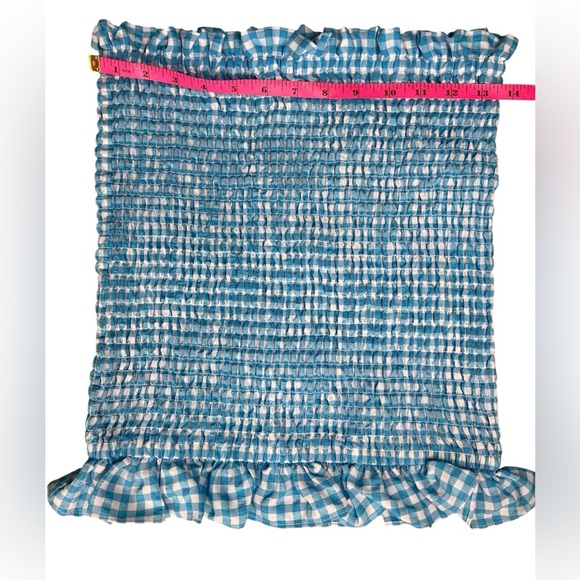 BCBGeneration Smocked Top & Pull on Mini Skirt in Blue Gingham Size M - Picture 8 of 10